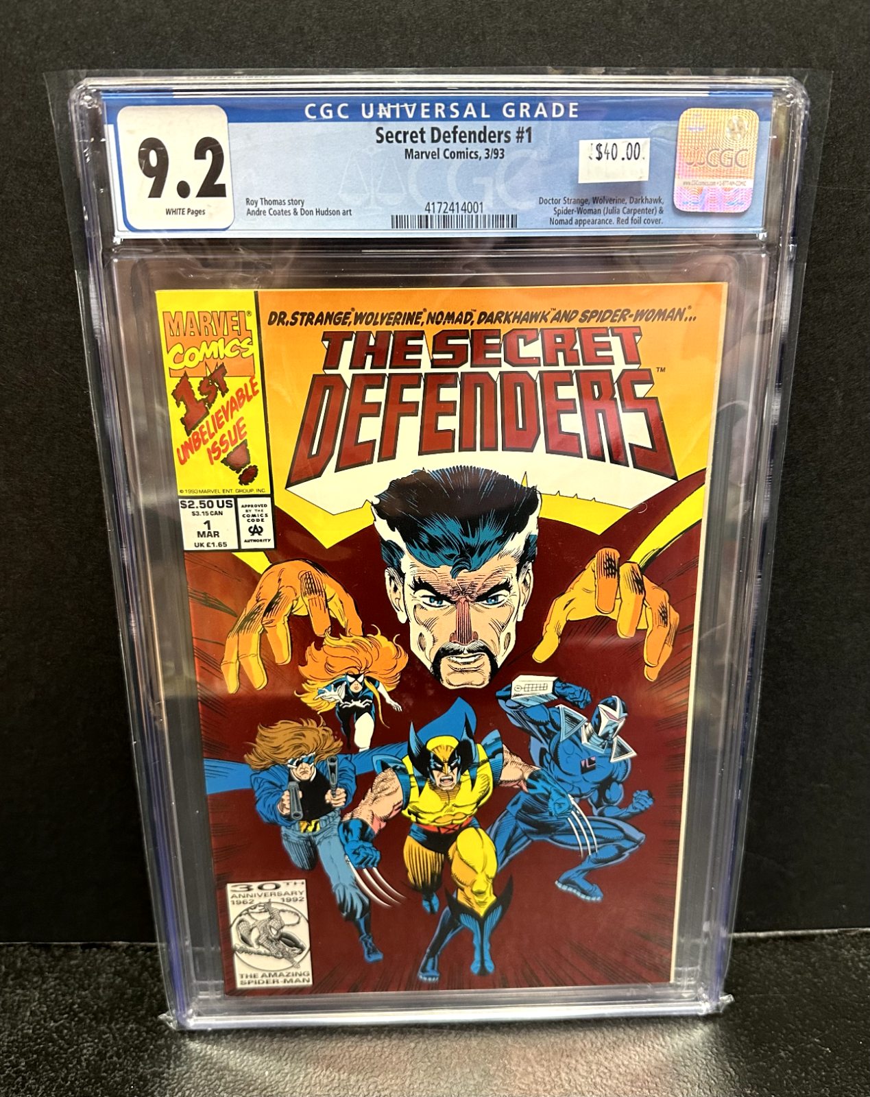 The Secret Defenders #1 (Marvel Comics June 1993) -- CGC Graded 9.2